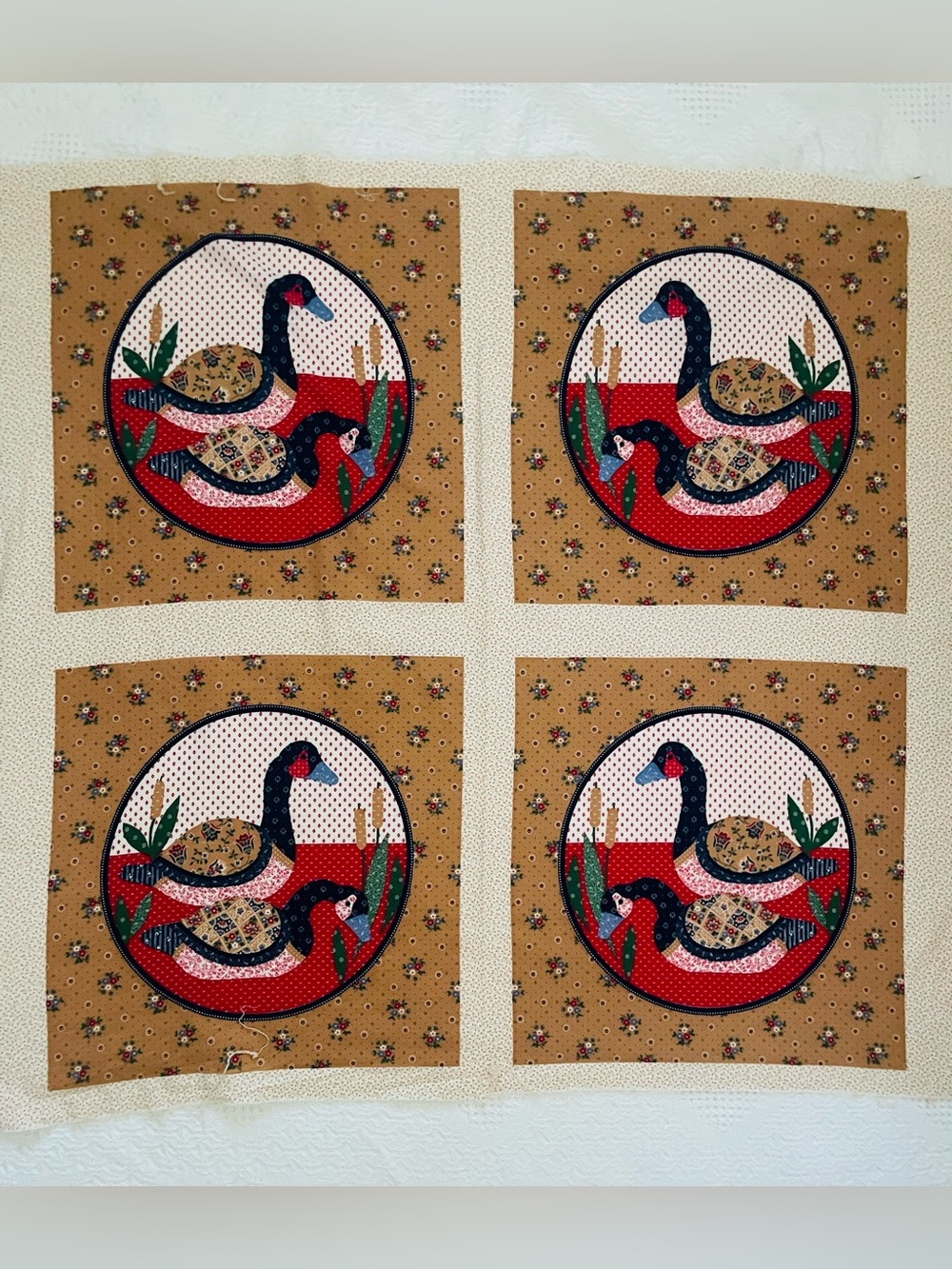 Vintage Pillow Fabric Panels Set of 2 Ducks Ready to Cut & Sew